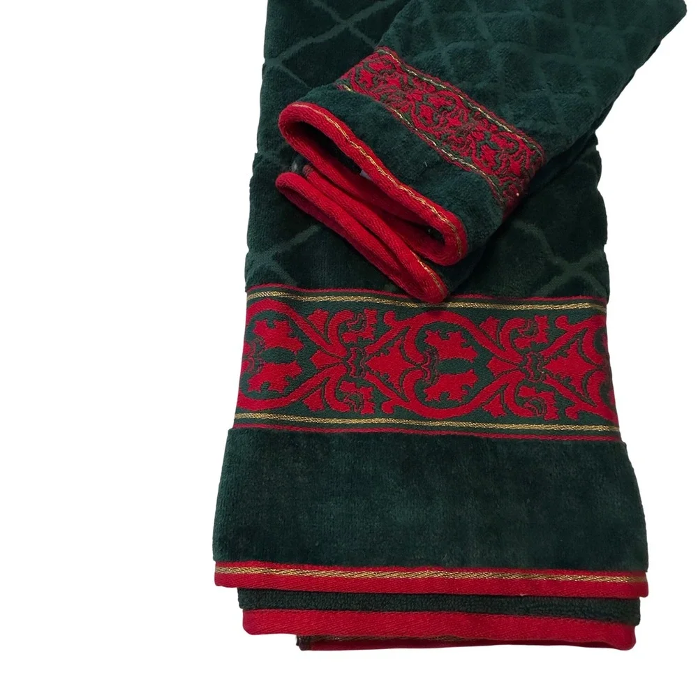 Vtg Christmas Holiday Hand Towel Lot 18pc Nutcracker Santa Embroidered Red Green